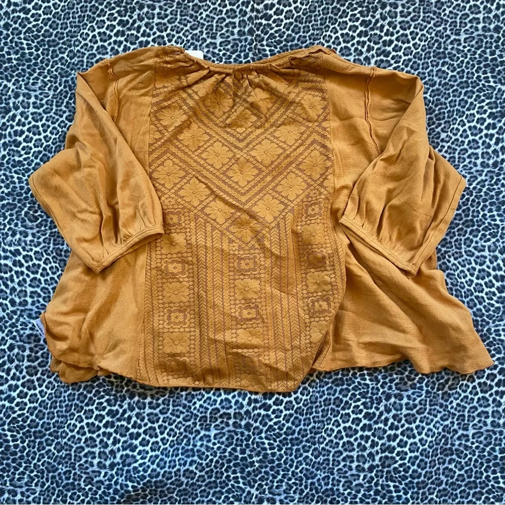 Free People Mae Top Relaxed Crochet Russet Orange Size Small NWT